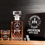 Personalized Canadian Army Veteran Logo Custom Name & ID Decanter Set with Glasses Printed AHHN241117