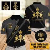 Personalized Canadian Army Logo Rank Gold Custom Name & Time Polo Shirt Printed AHVA241150