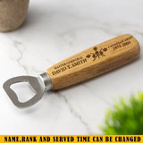 Personalized Canadian Army Veteran Custom Rank, Name & Time Wooden Bottle Opener Printed KVH1164