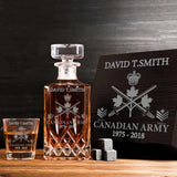 Personalized Canadian Army Logo Custom Rank, Name & Service Time Decanter Set with Glasses Printed KVH241168