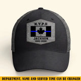Personalized Canadian Police Custom Department & Name Thin Blue Line Flag Cap Printed KVH241188