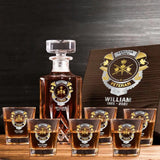 Personalized Canadian Veteran Branch Logo Custom Name & Time Decanter Set with Glasses Printed AHVQ241192