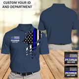 Personalized Retired US Police Flag Blue Line Custom Service Time Polo Shirt Printed HN241213