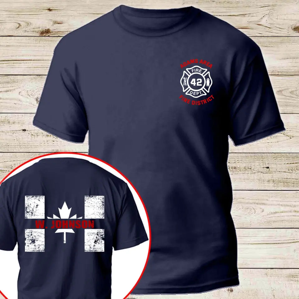 Personalized Canadian Firefighter Canada Flag Custom Name, ID & Department T-shirt Printed VQ241221