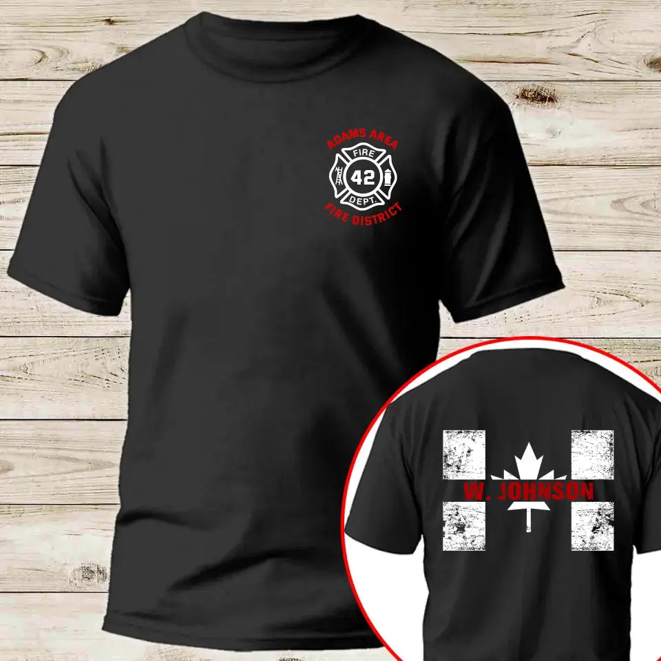 Personalized Canadian Firefighter Canada Flag Custom Name, ID & Department T-shirt Printed VQ241221