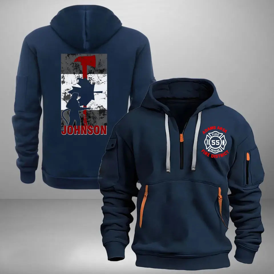 Personalized Canadian Firefighter Flag Custom Name, Department & ID Quarter Zip Hoodie 2D Printed VQ241227