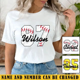 Personalized Baseball Player Custom Name & ID T-shirt Printed QTVA241235