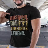 Personalized Husband Dad Fierefighter Legend Firefighter & Chirldren T-shirt Printed LVA241224