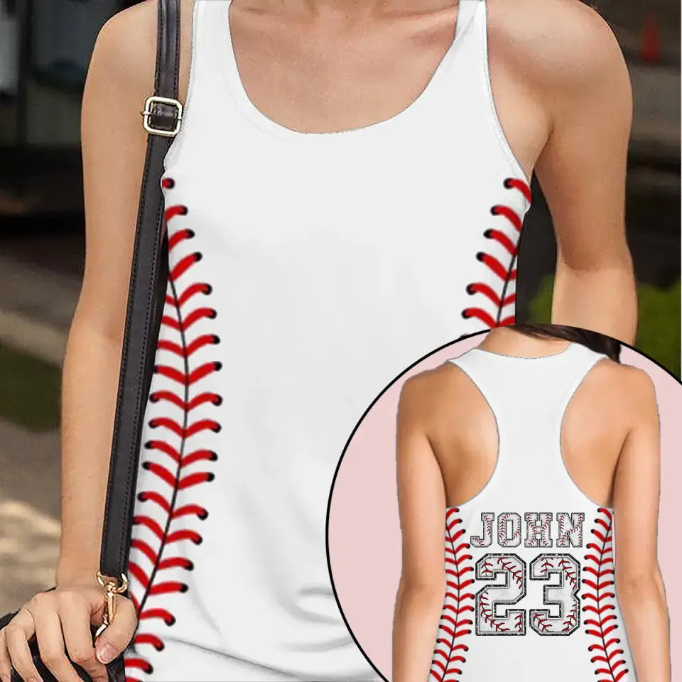 Personalized Baseball Player Custom Name & ID Women Tank Top 3D Printed QTVQ241230