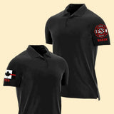 Personalized Canadian Firefighter Logo & Flag Custom ID Polo Shirt Printed QTHN241278