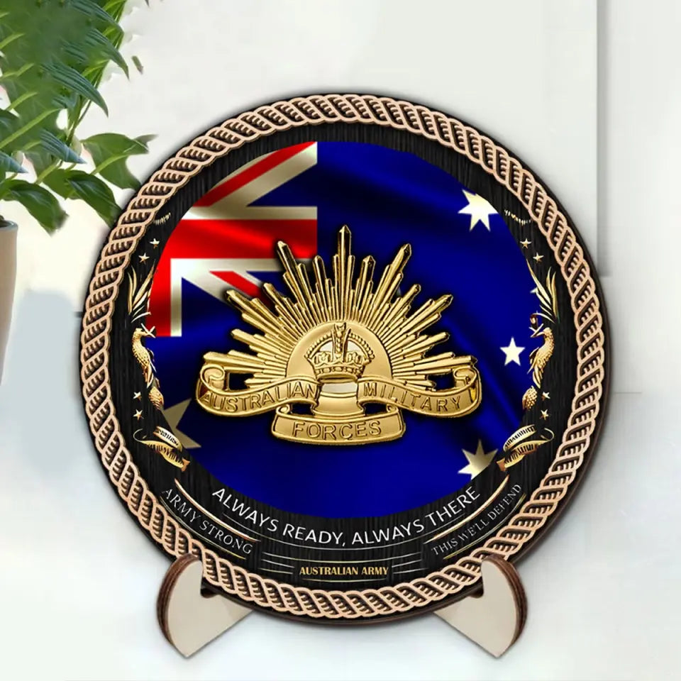 Personalized Australian Veteran Logo Always Ready Always There Customized Wooden Frame Printed AHVQ241321