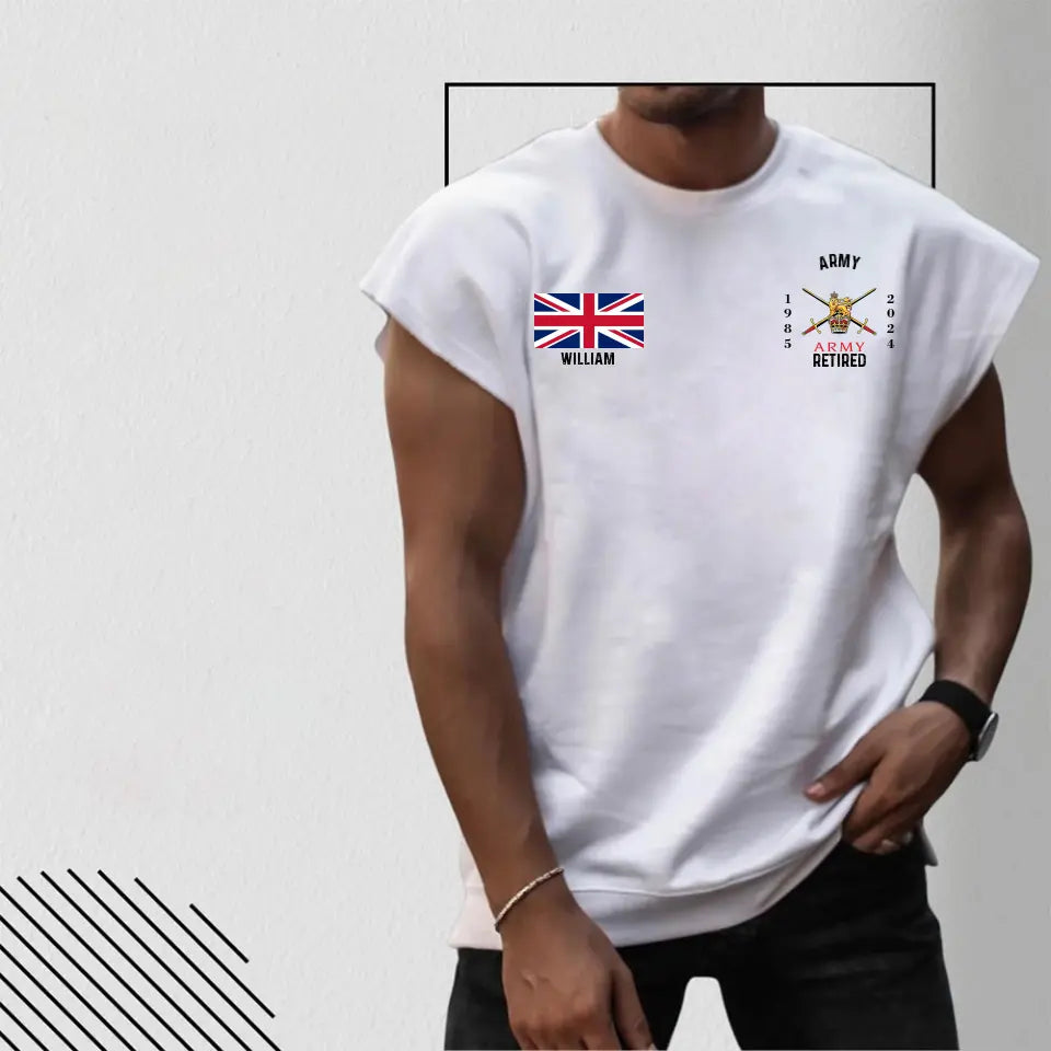 Personalized Retired UK Army UK Flag Custom Name Men Tank Top Printed AHHN241332