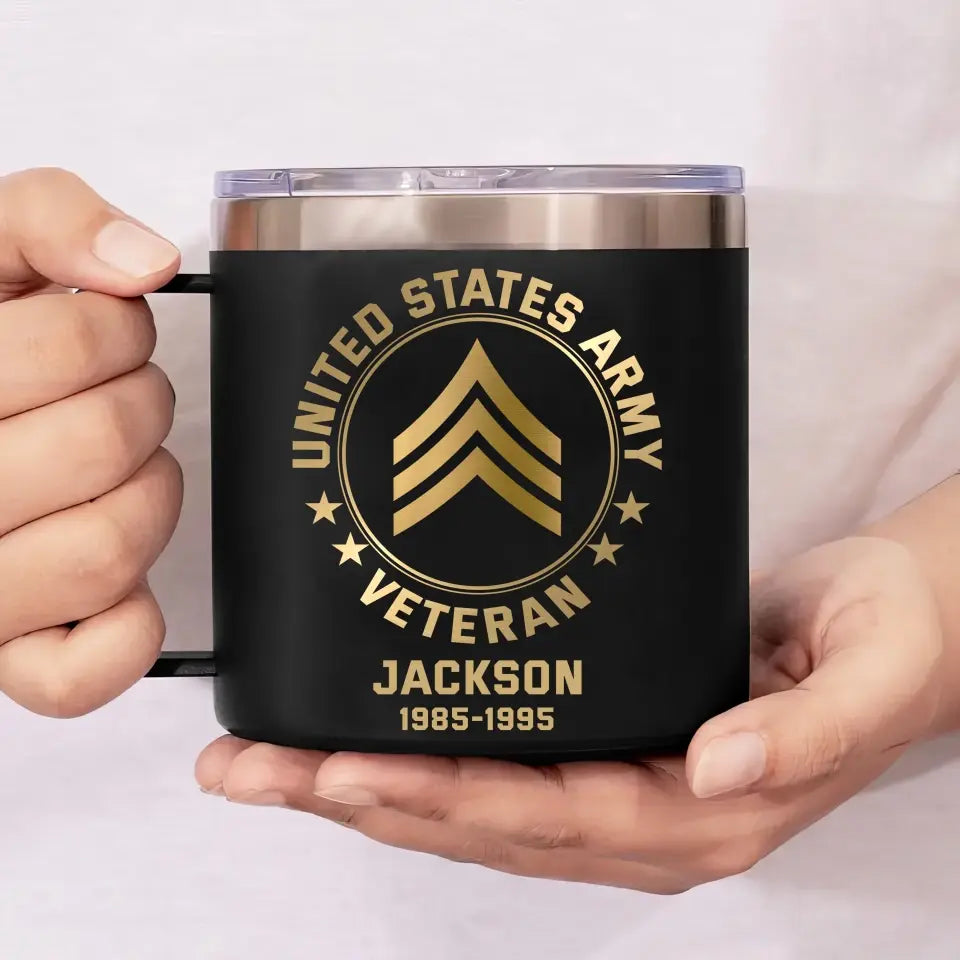 Personalized US Army Logo US Veteran Custom Service Time Coffee Cup Printed KVH241341