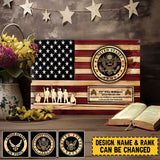 Personalized US Military Logo Custom Rank & Name Canvas Printed QTVA241261