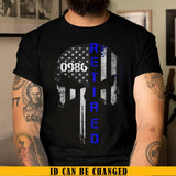 Personalized Punisher Retired US Police Blueline Custom ID T-shirt Printed KVH241367