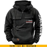 Personalized US Firefighter Red Line Custom Name 
American Retro Hooded Sweatshirt Printed KVH241383