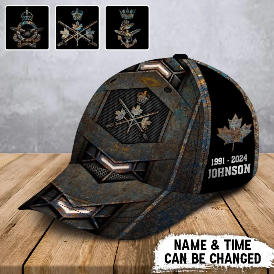 Personalized Canadian Veteran Logo Custom Name & Time Cap 3D Printed AHVA241401