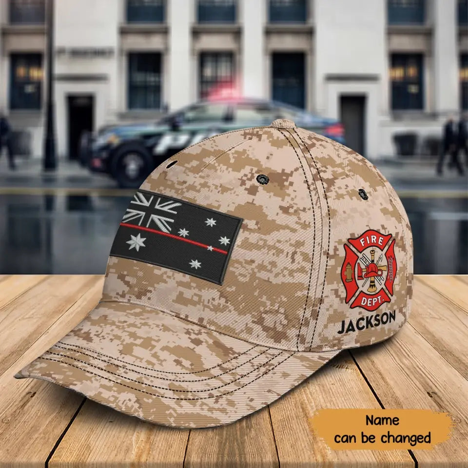 Personalized Australian Firefighter Flag Custom Name Cap 3D Printed QTKH241404