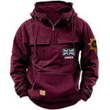 Personalized UK Police Branch Logo UK Police Flag Custom Name American Retro Hooded Sweatshirt Printed LVA241405