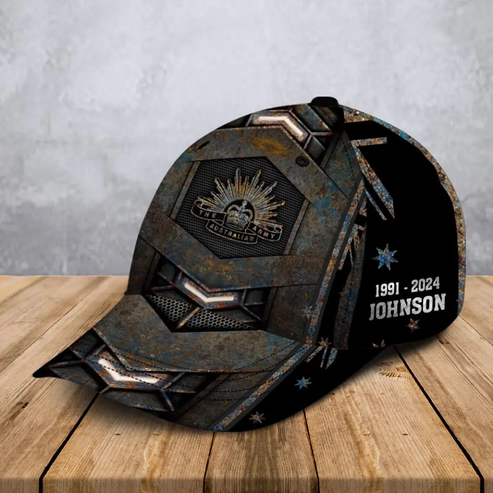 Personalized Australian Veteran Logo Custom Name & Time Cap 3D Printed AHVA241401