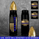 Personalized Retired US Police Blue Line Flag Custom Name & Department Bullet Tumbler VQ241422