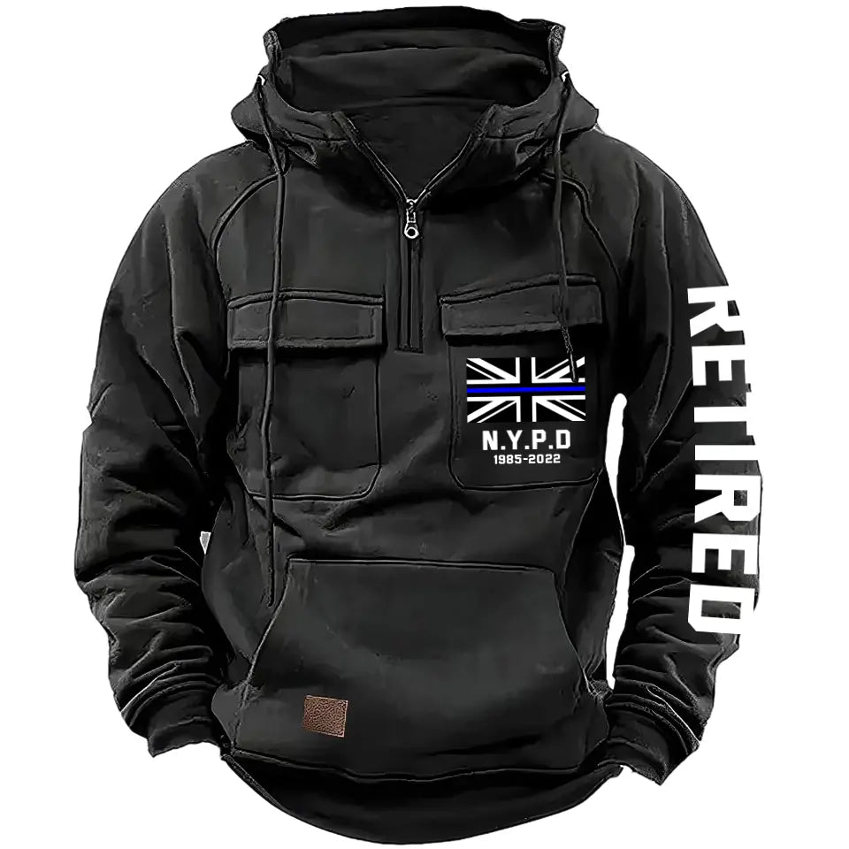 Personalized Retired UK Police Department Custom Time American Retro Hooded Sweatshirt Printed KVH241440