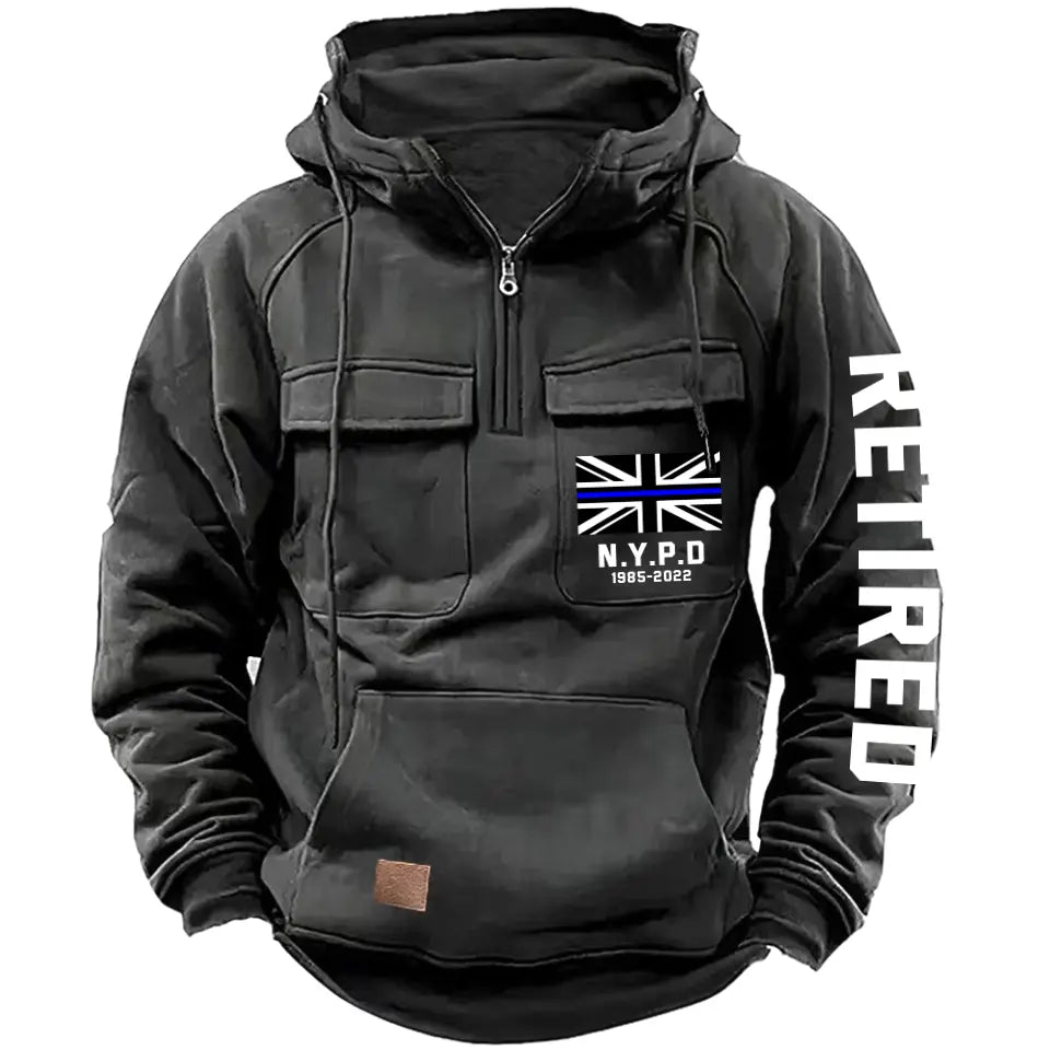Personalized Retired UK Police Department Custom Time American Retro Hooded Sweatshirt Printed KVH241440