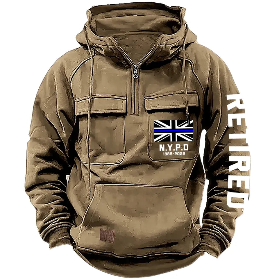 Personalized Retired UK Police Department Custom Time American Retro Hooded Sweatshirt Printed KVH241440