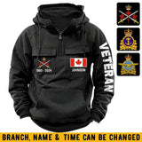 Personalized Canadian Veteran Custom Name & Time American Retro Hooded Sweatshirt Printed LVA241434