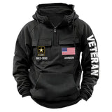 Personalized US Veteran Custom Name & Time American Retro Hooded Sweatshirt Printed LVA241434