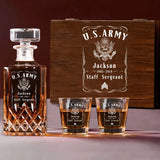 Personalized US Army Logo Custom Name & Time Decanter Set With Glasses Printed KVH241464