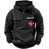 Personalized Canadian Firefighter Logo Canada Flag American Retro Hooded Sweatshirt Printed VQ241472