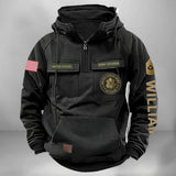 Personalized US Veteran Logo Custom Rank & Name American Retro Hooded Sweatshirt Printed KVH241475