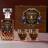 Personalized New Zealand Army Logo Rank Gold Custom Name & Time Decanter Set With Glasses Printed AHVA241480
