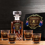 Personalized New Zealand Army Logo Rank Gold Custom Name & Time Decanter Set With Glasses Printed AHVA241480