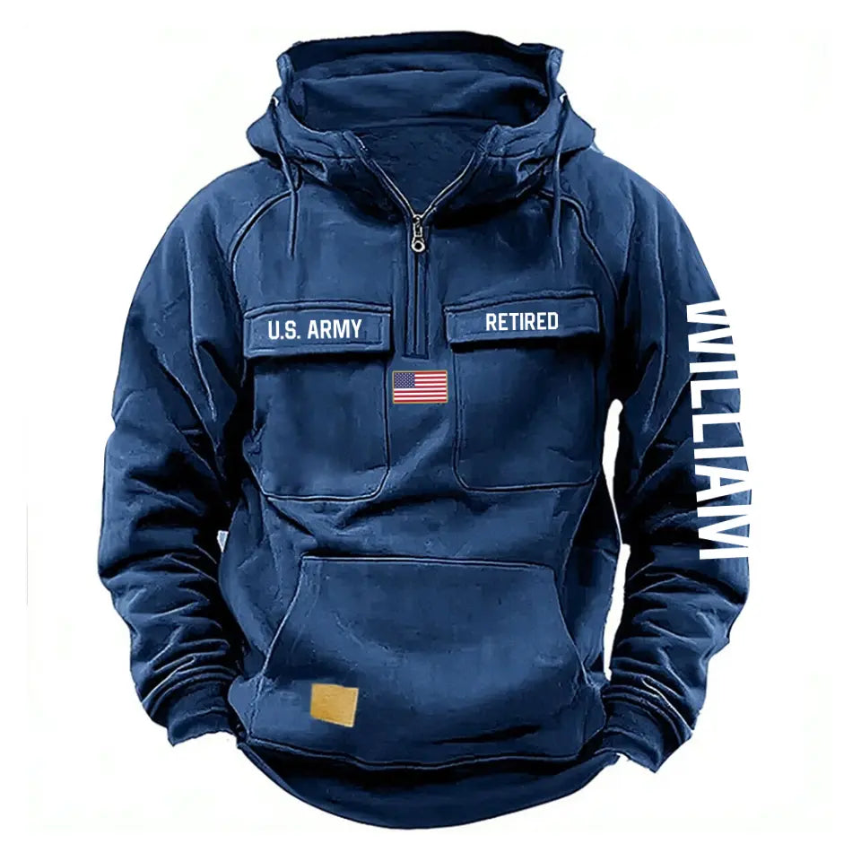 Personalized US Veteran Canada Flag American Retro Hooded Sweatshirt Printed QTVA241485