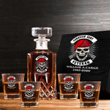Personalized Canadian Veteran Skull Logo Custom Name & Time Decanter Set With Glasses Printed AHVA241491