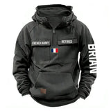 Personalized French Army Veteran Custom Name France Flag American Retro Hooded Sweatshirt Printed QTVA241509