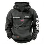 Personalized UK Army Veteran Custom Name France Flag American Retro Hooded Sweatshirt Printed QTVA241509