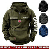 Personalized UK Army Veteran Custom Name France Flag American Retro Hooded Sweatshirt Printed QTVA241509