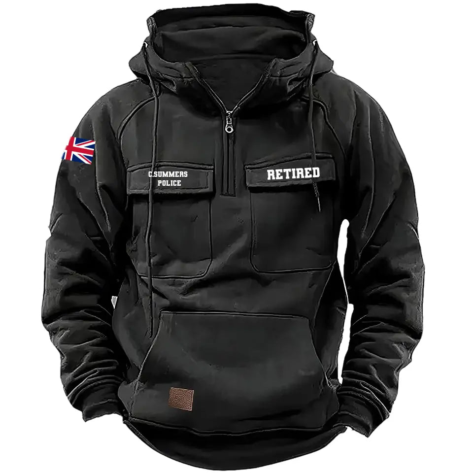 Personalized UK Police Branch Logo Custom Name American Retro Hooded Sweatshirt Printed HN241510
