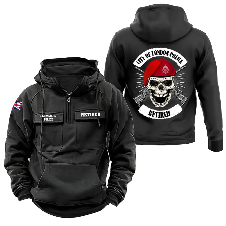 Personalized UK Police Branch Logo Custom Name American Retro Hooded Sweatshirt Printed HN241510