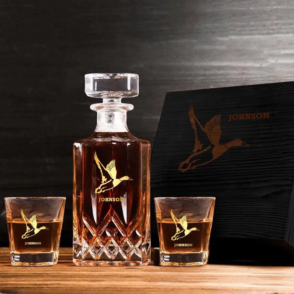 Personalized Duck Hunting Goose Hunting Custom Name Decanter Set With Glasses Printed VQ241512