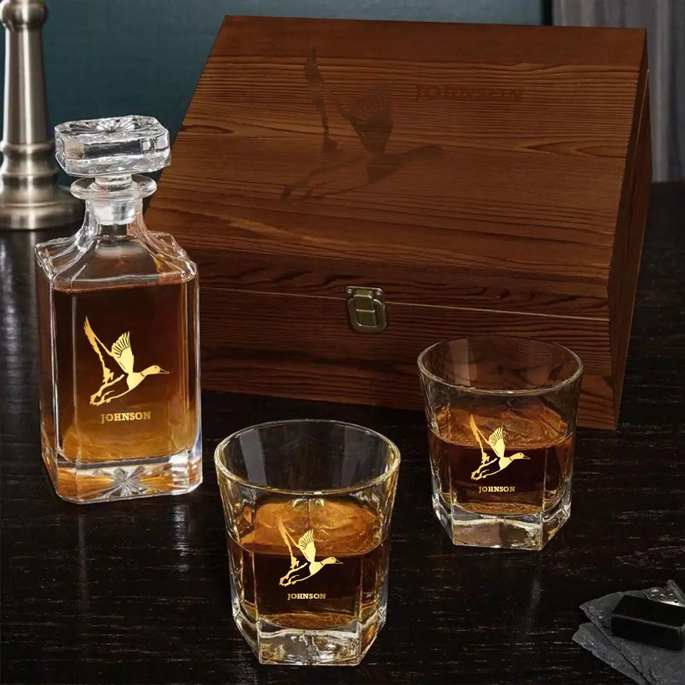 Personalized Duck Hunting Goose Hunting Custom Name Decanter Set With Glasses Printed VQ241512