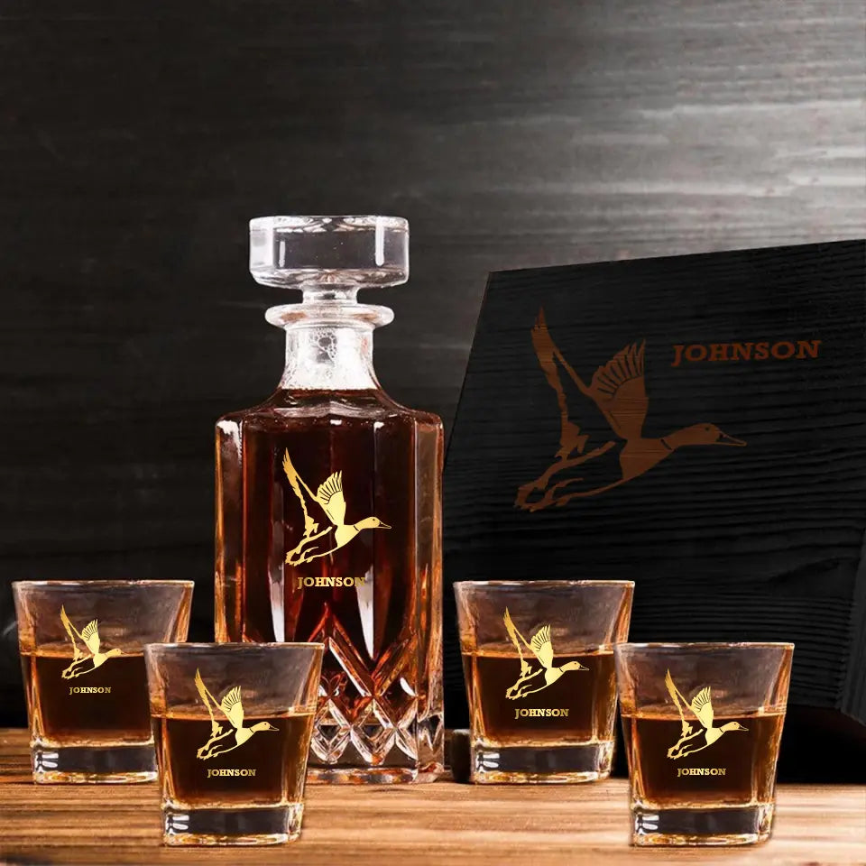 Personalized Duck Hunting Goose Hunting Custom Name Decanter Set With Glasses Printed VQ241512