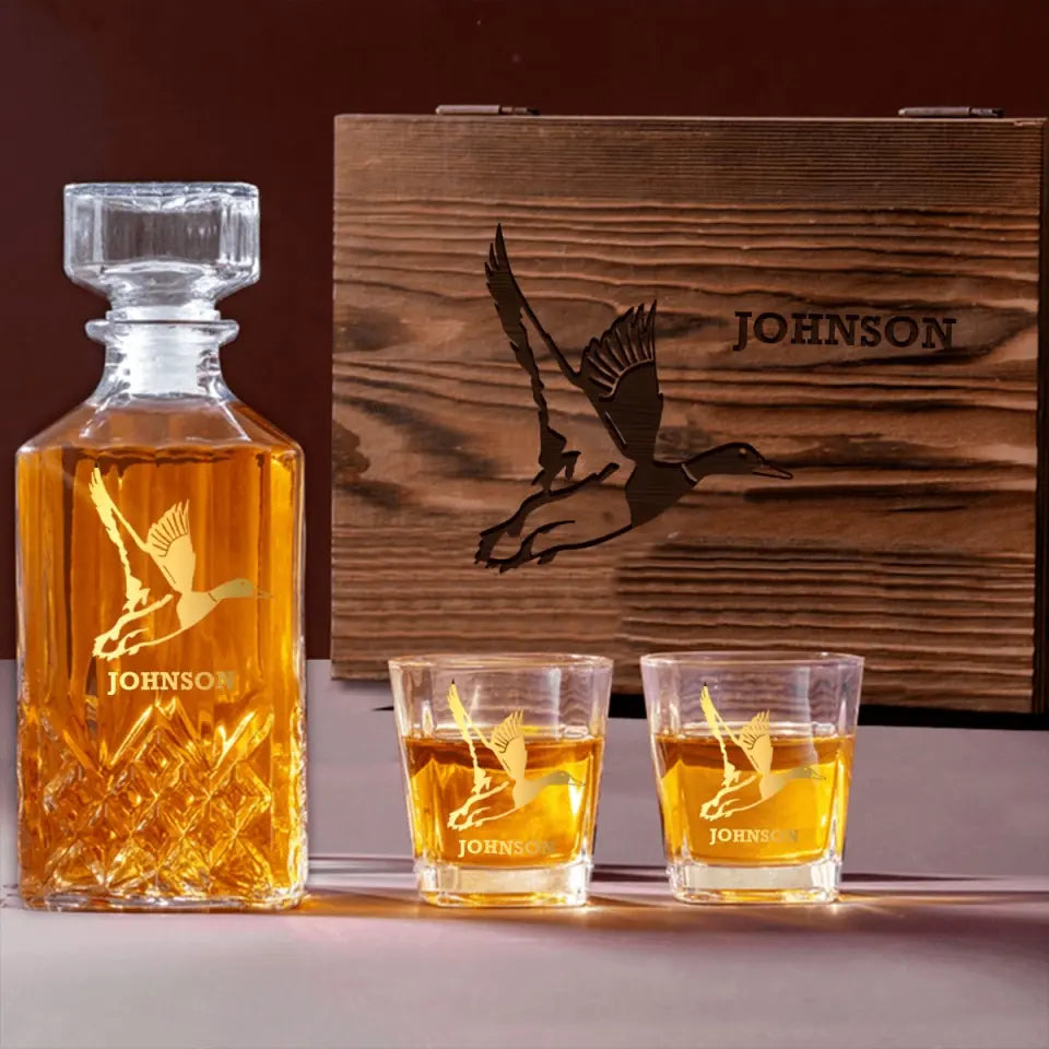 Personalized Duck Hunting Goose Hunting Custom Name Decanter Set With Glasses Printed VQ241512