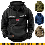 Personalized UK Flag UK Firefighter Custom Name American Retro Hooded Sweatshirt Printed QTKH241514