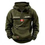 Personalized Canadian Flag UK Firefighter Custom Name American Retro Hooded Sweatshirt Printed QTKH241514