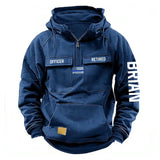 Personalized US Flag Retired US Police Officer Blue Line American Retro Hooded Sweatshirt Printed QTVA241499