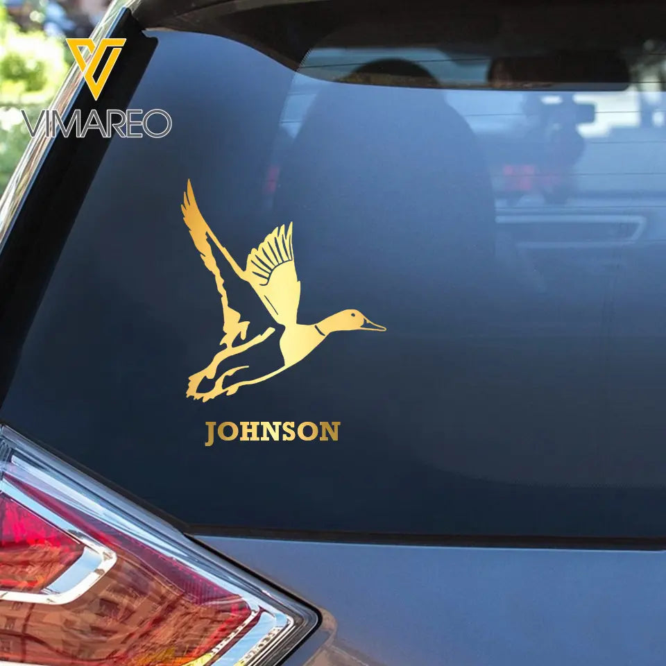 Personalized Duck Hunting Duck Flying Custom Name Decal Printed VQ241531